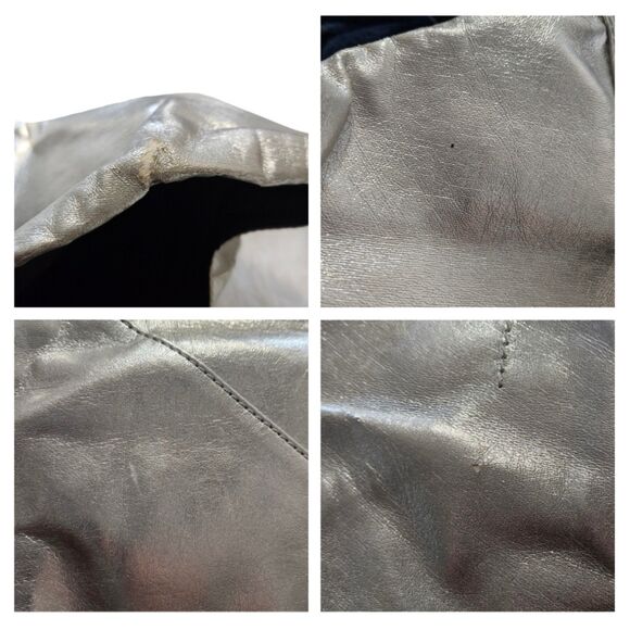 MM6 Maison Margiela Silver Foil Vegan Leather Triangle Top Handle Hobo Bag GUC - Picture 8 of 13